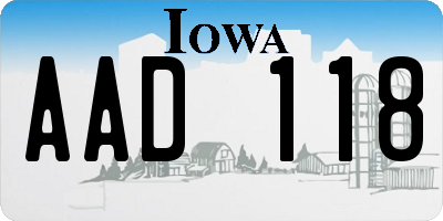 IA license plate AAD118