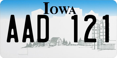 IA license plate AAD121