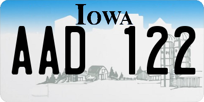 IA license plate AAD122