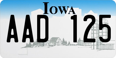 IA license plate AAD125