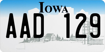 IA license plate AAD129