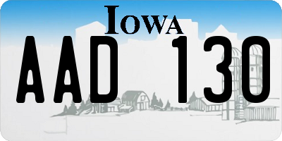 IA license plate AAD130