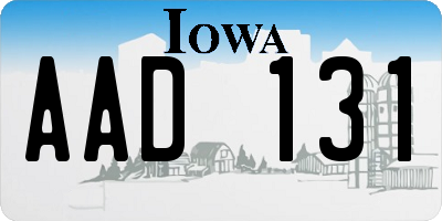 IA license plate AAD131