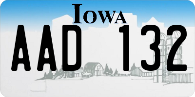 IA license plate AAD132