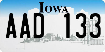 IA license plate AAD133