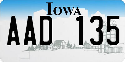 IA license plate AAD135