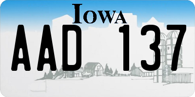 IA license plate AAD137