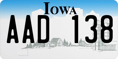 IA license plate AAD138