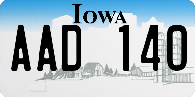 IA license plate AAD140