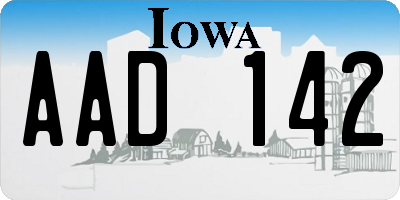 IA license plate AAD142