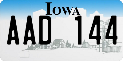 IA license plate AAD144