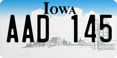 IA license plate AAD145