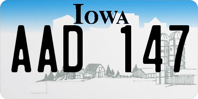 IA license plate AAD147