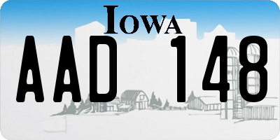 IA license plate AAD148