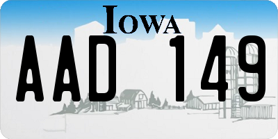 IA license plate AAD149