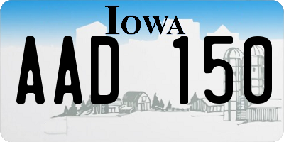 IA license plate AAD150