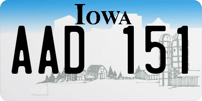 IA license plate AAD151