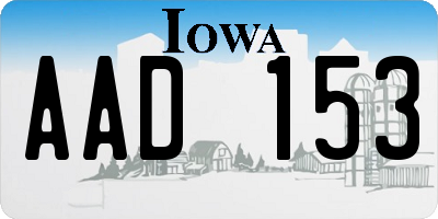 IA license plate AAD153