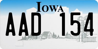 IA license plate AAD154