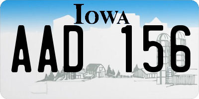 IA license plate AAD156