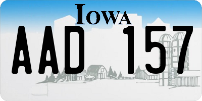 IA license plate AAD157