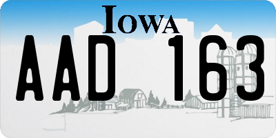 IA license plate AAD163