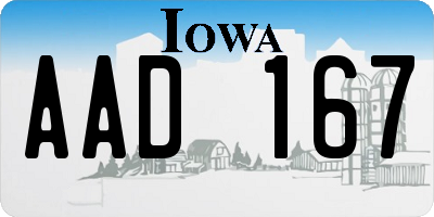 IA license plate AAD167