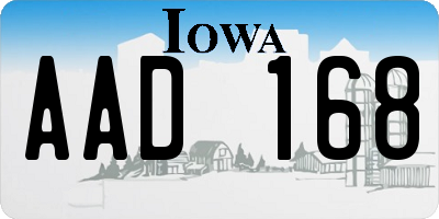 IA license plate AAD168