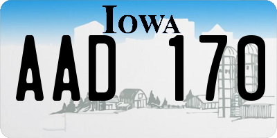 IA license plate AAD170