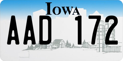 IA license plate AAD172