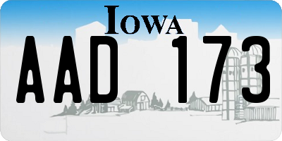 IA license plate AAD173