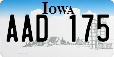 IA license plate AAD175