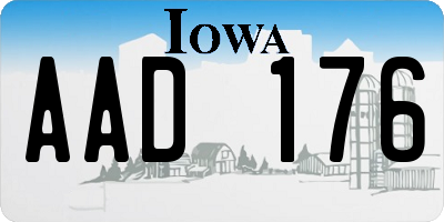 IA license plate AAD176