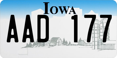 IA license plate AAD177