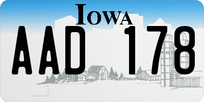 IA license plate AAD178