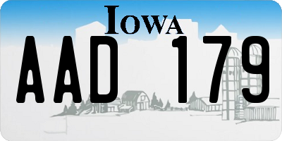 IA license plate AAD179