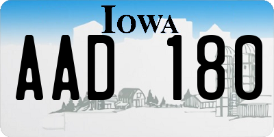 IA license plate AAD180
