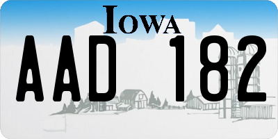 IA license plate AAD182