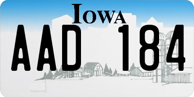 IA license plate AAD184