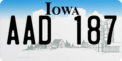 IA license plate AAD187