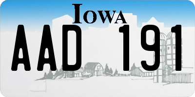 IA license plate AAD191