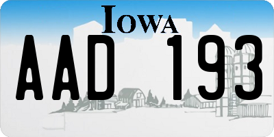 IA license plate AAD193