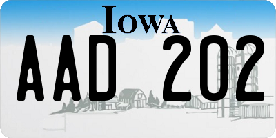 IA license plate AAD202