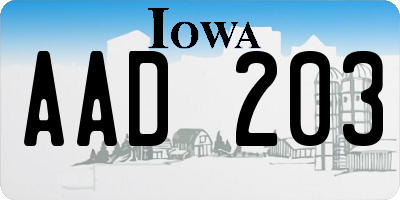 IA license plate AAD203