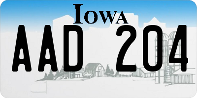 IA license plate AAD204