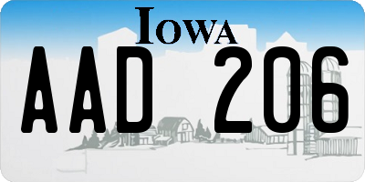 IA license plate AAD206