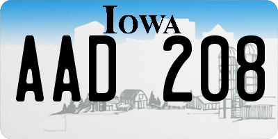 IA license plate AAD208