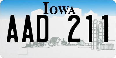 IA license plate AAD211