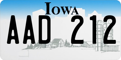 IA license plate AAD212