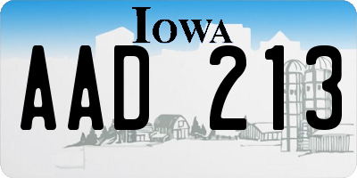 IA license plate AAD213